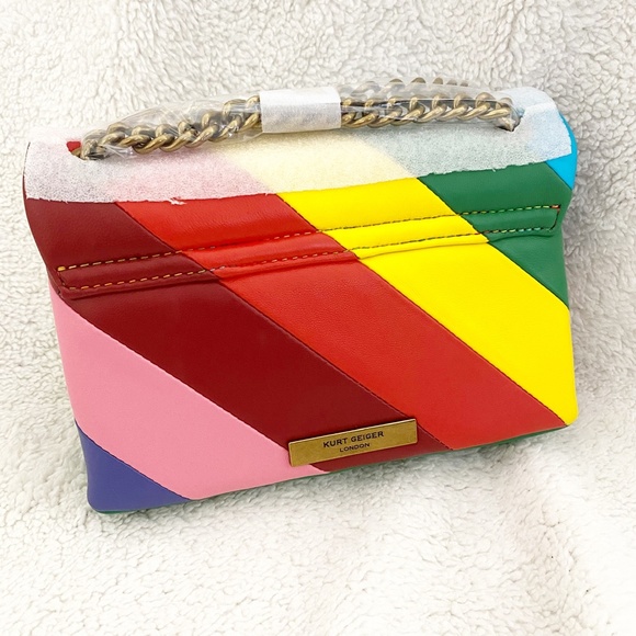 Kurt Geiger London Leather Mini Kensington Rainbow Stripe Crossbody Bag NWT - Picture 5 of 11